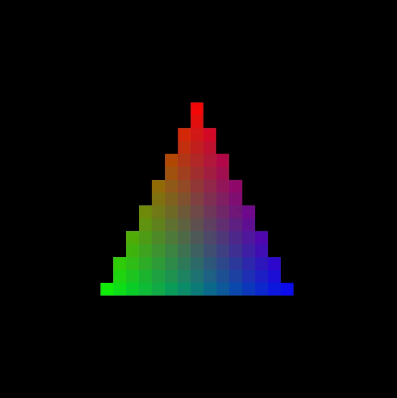 A triangle with a red-green-blue gradient.