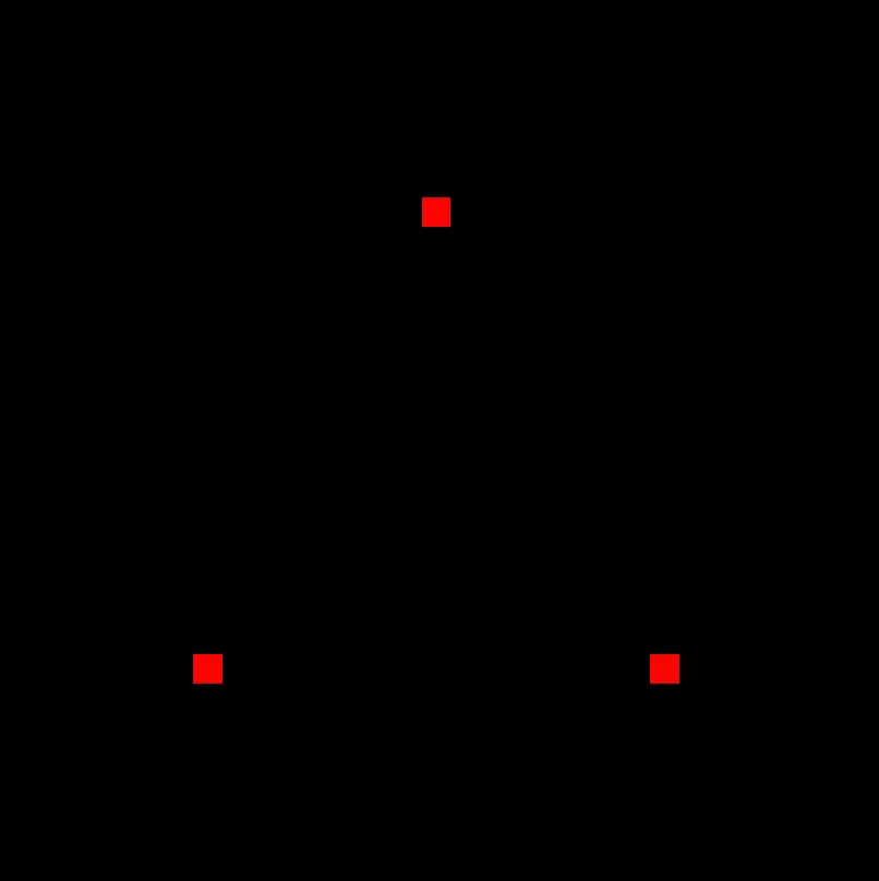 Three red pixels