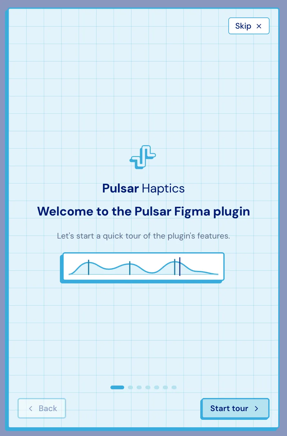 The welcome screen of the plugin's guided tour