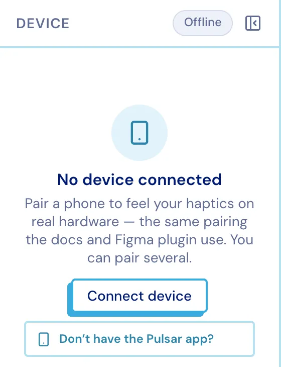 The Device panel before pairing