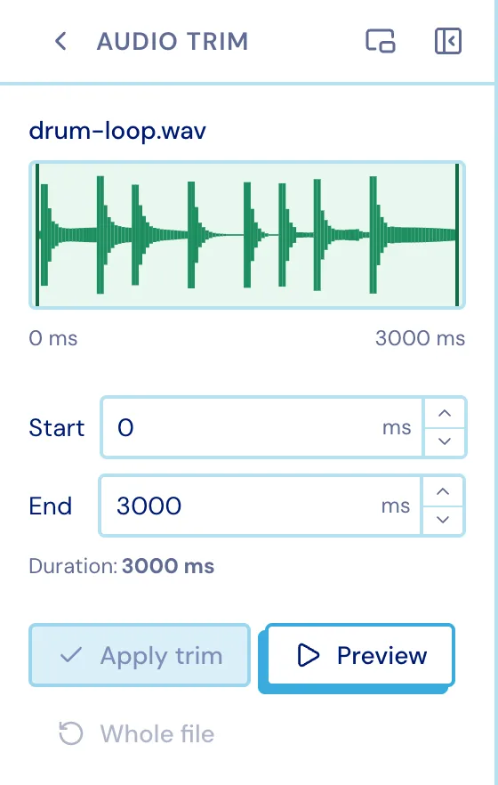 The Audio Trim tool