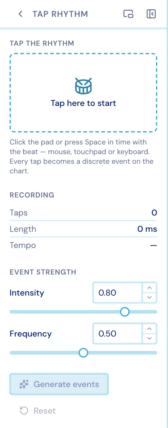 The Tap Rhythm tool